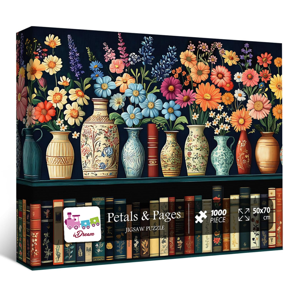 iDream 1000 Pieces Jigsaw Puzzle – Artistic 3D Design, Colorful Wall Decor, Challenging Puzzle Gift for Friends & Family (Petals & Pages)