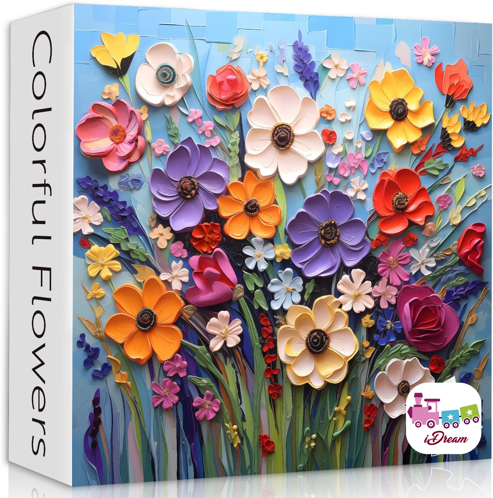 iDream 1000 Pieces Jigsaw Puzzle – Artistic 3D Design, Colorful Wall Decor, Challenging Puzzle Gift for Friends & Family (Colorful Flower)
