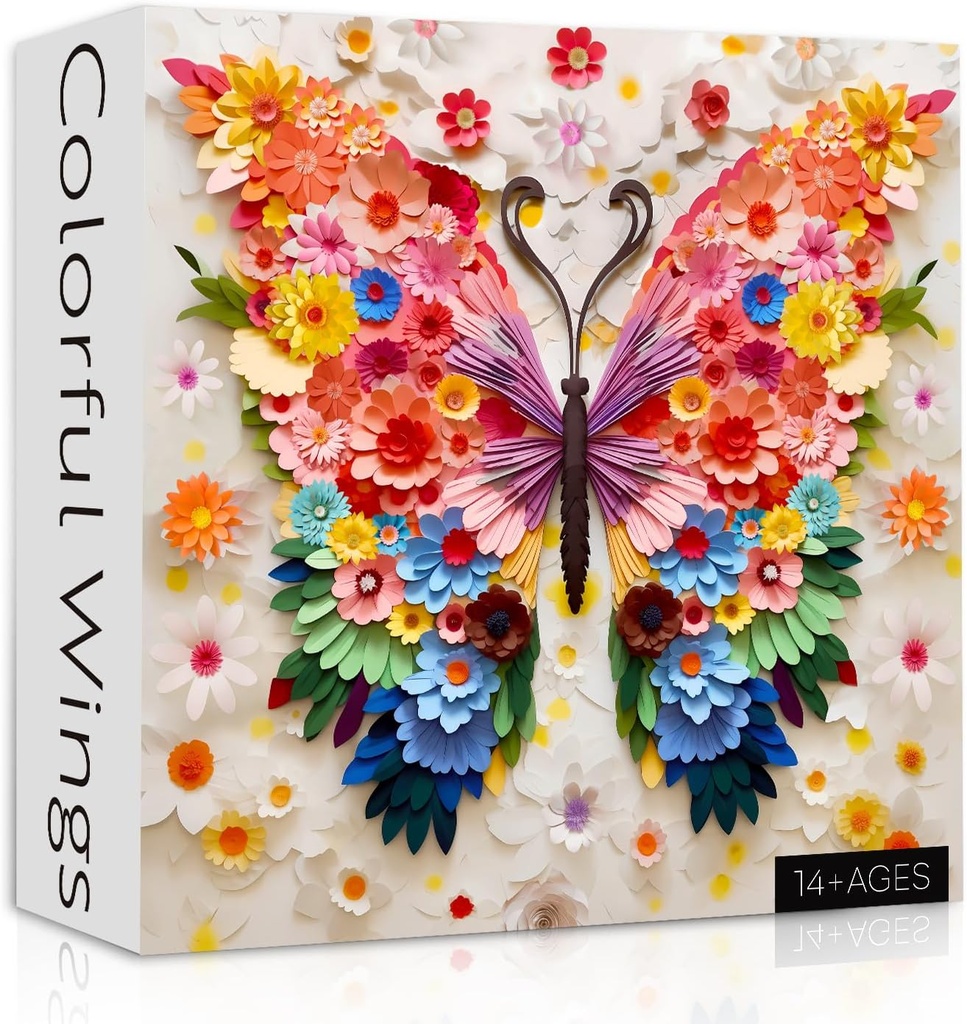 iDream 1000 Pieces Jigsaw Puzzle – Artistic 3D Design, Colorful Wall Decor, Challenging Puzzle Gift for Friends & Family (Flower Butterfly)