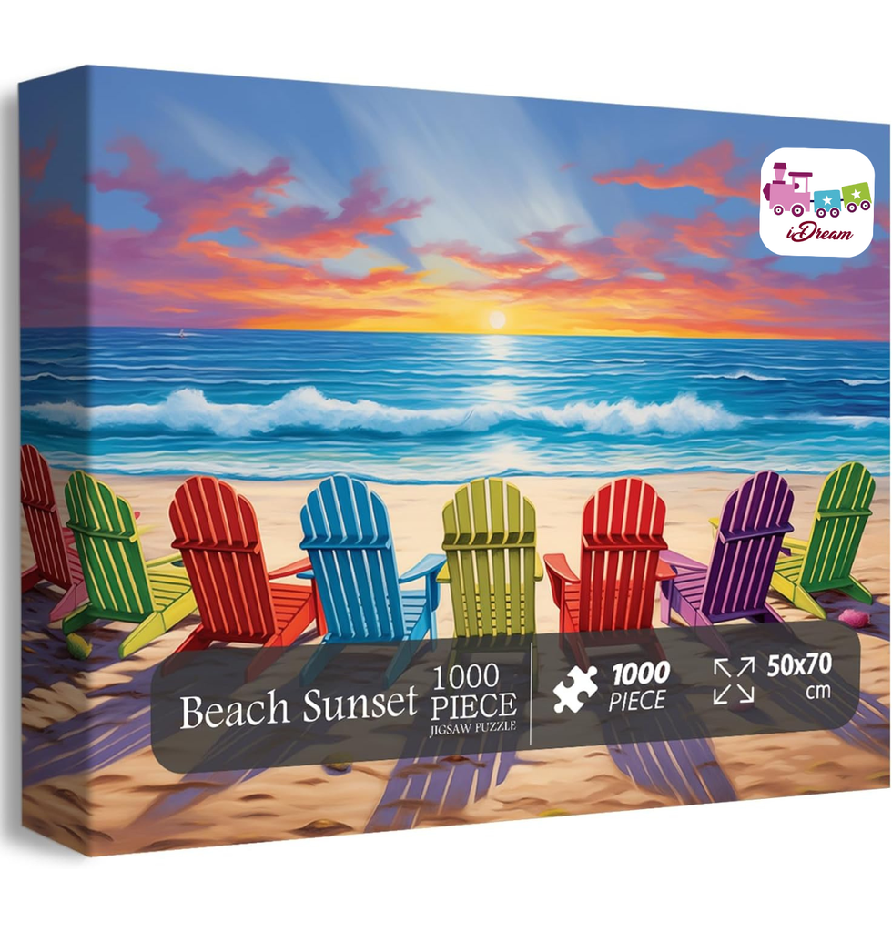 iDream 1000 Pieces Jigsaw Puzzle – Artistic 3D Design, Colorful Wall Decor, Challenging Puzzle Gift for Friends & Family (Beach Sunset)